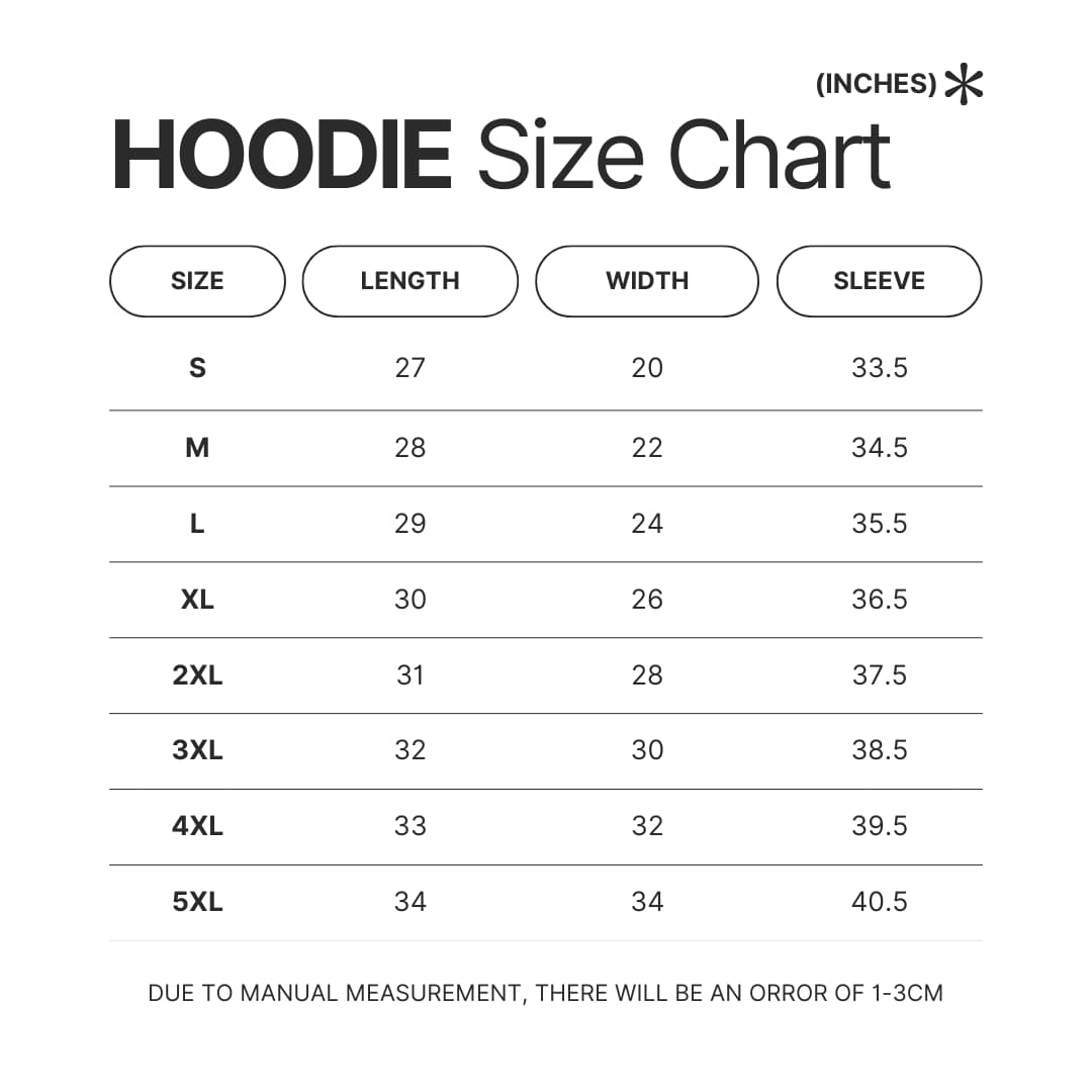 Hoodie Size Chart - Scooby Doo Shop