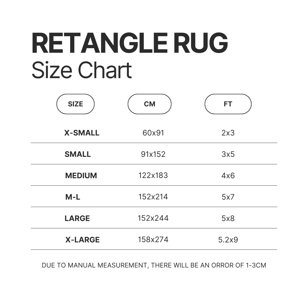 Retangle Rug Size Chart - Scooby Doo Shop