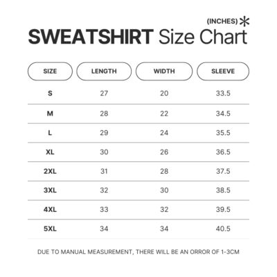 Sweatshirt Size Chart - Scooby Doo Shop