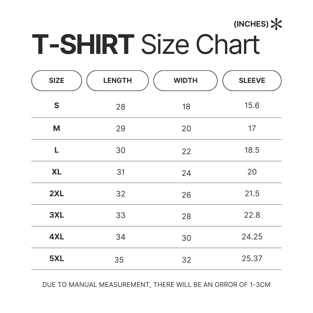 T shirt Size Chart - Scooby Doo Shop