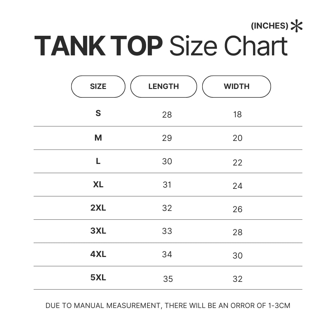 Tank Top Size Chart - Scooby Doo Shop
