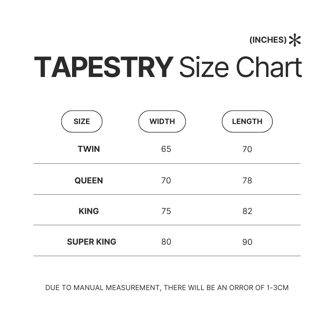 Tapestry Size Chart - Scooby Doo Shop