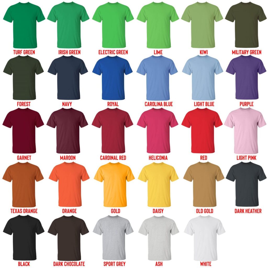 t shirt color chart - Scooby Doo Shop
