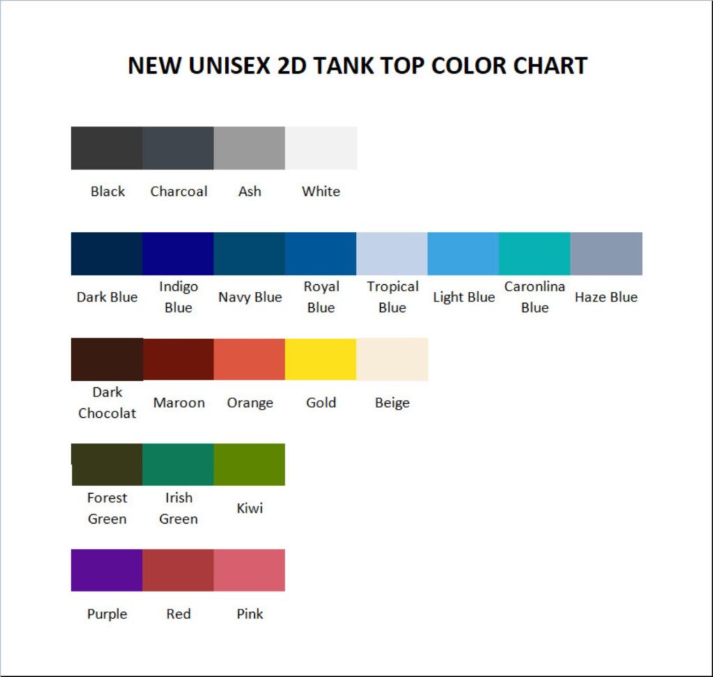 tank top color chart - Scooby Doo Shop